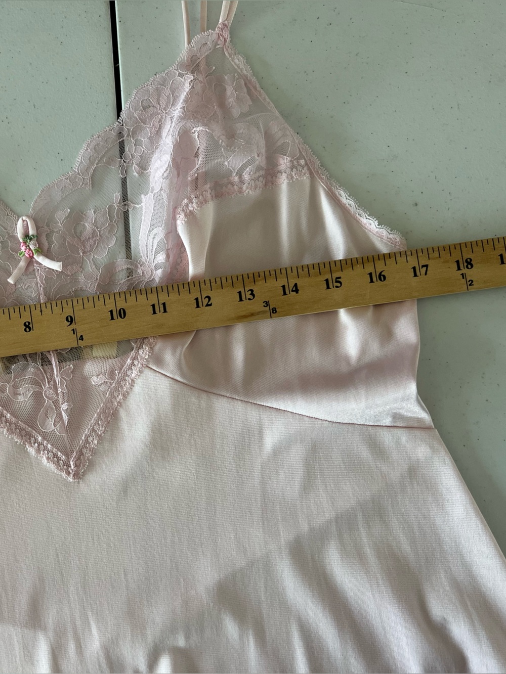 Vtg JC Penny Nightgown Women Large Pink Long Dress Lace Babydoll Coquette USA - Picture 8 of 14